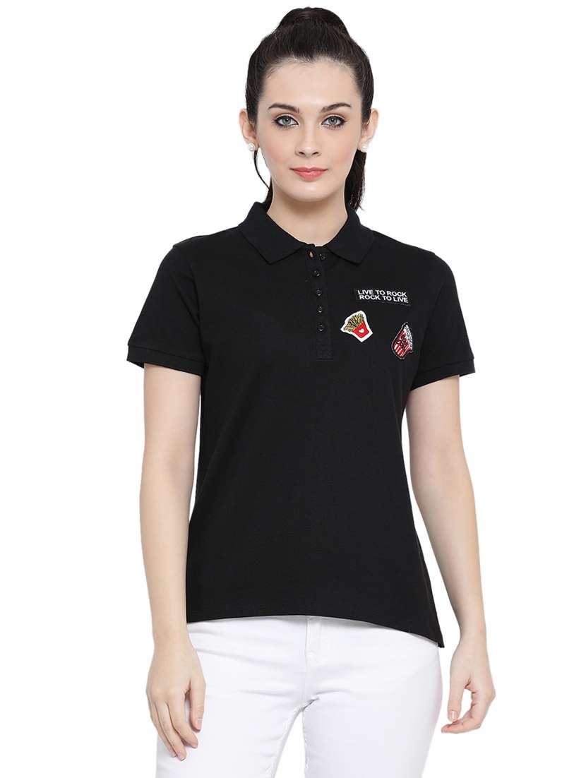 quirky patch polo neck tee