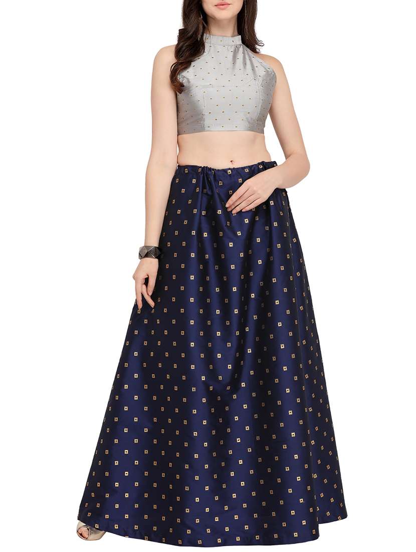 geometrical zari motif semi-stitched flared lehenga