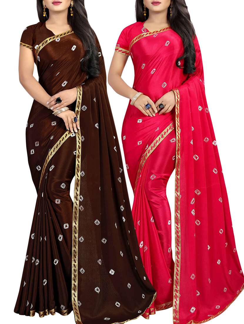 combos plain saree with blouse