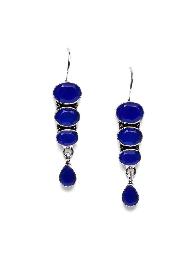 blue metal drop earring
