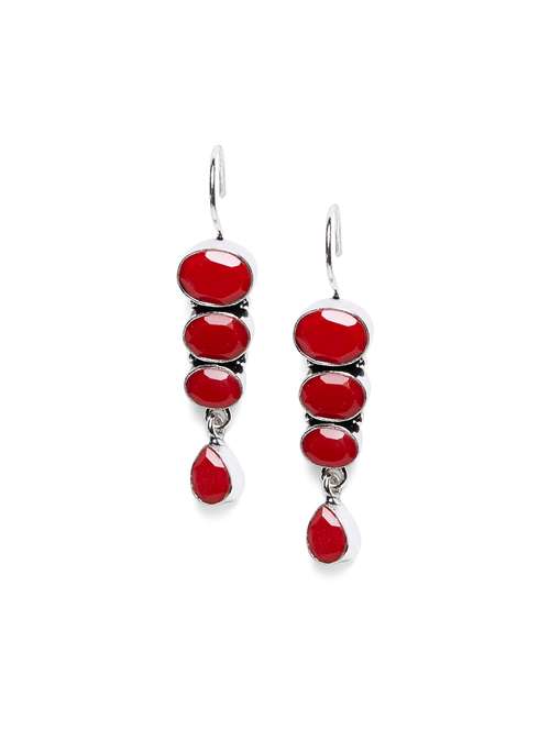 red metal drop earring - 16100732 -  Standard Image - 0