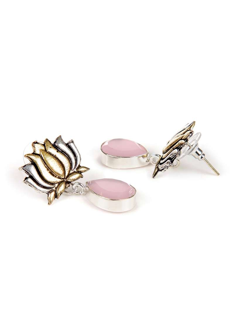 pink metal drop earring - 16100737 -  Standard Image - 1