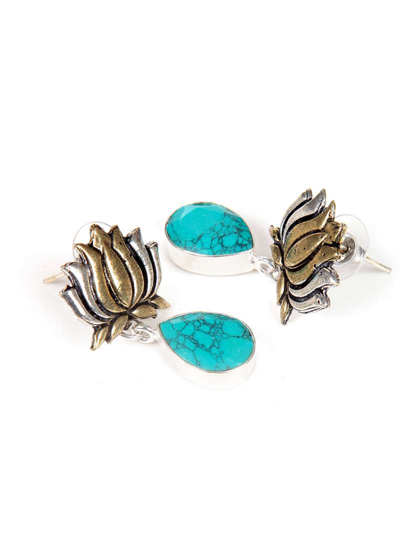 green metal drop earring - 16100739 -  Standard Image - 1