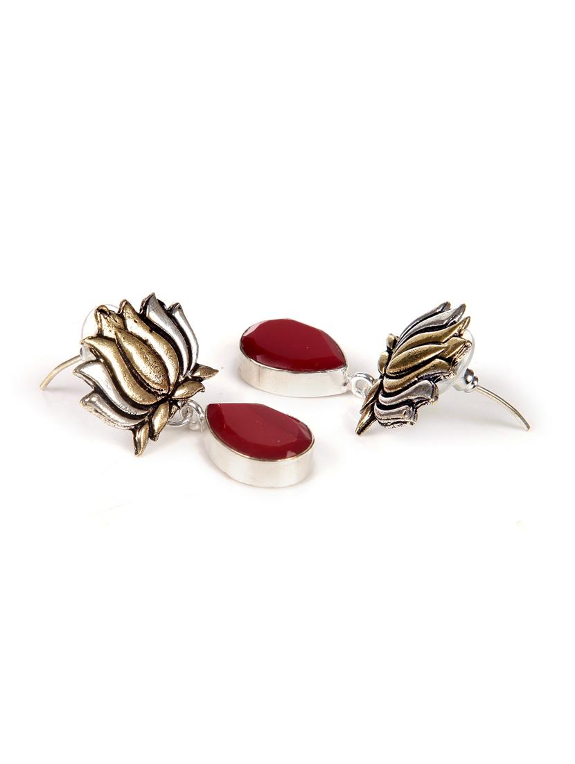 red metal drop earring - 16100743 - Standard Image - 1