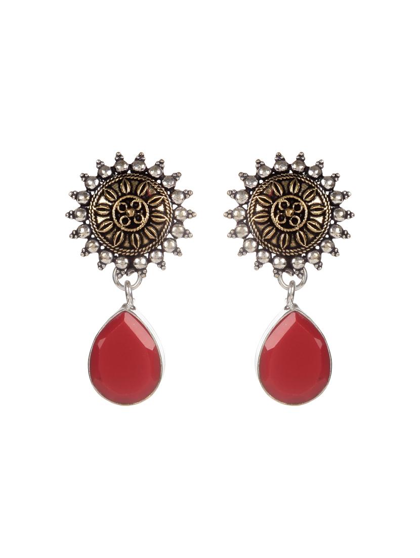 red metal drop earring - 16100746 - Zoom Image - 0