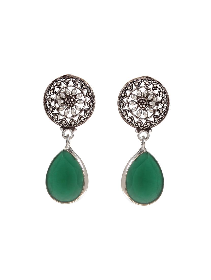 green metal drop earring - 16100771 - Zoom Image - 0