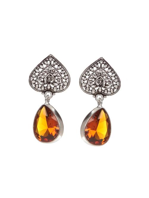 yellow metal drop earring - 16100775 -  Standard Image - 0
