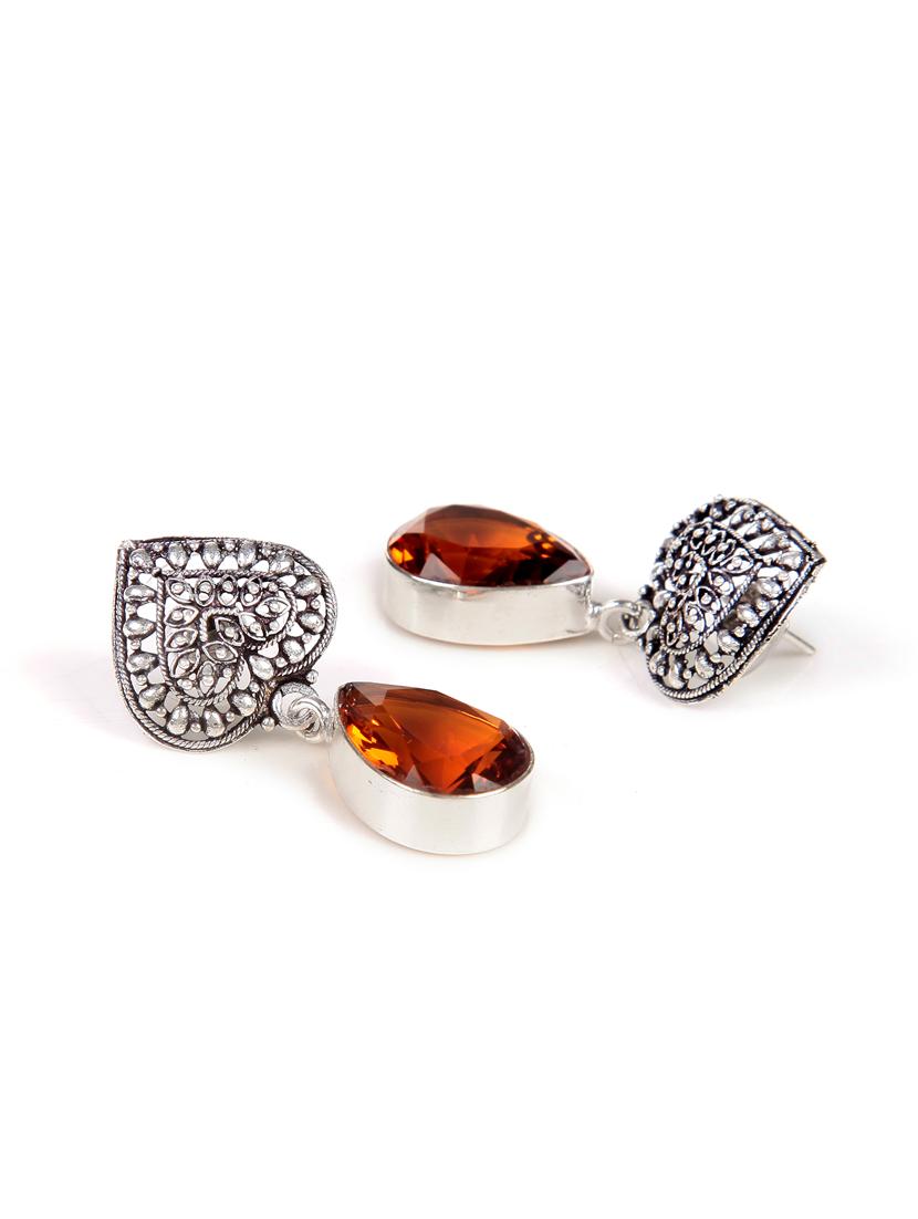 yellow metal drop earring - 16100775 -  Standard Image - 1