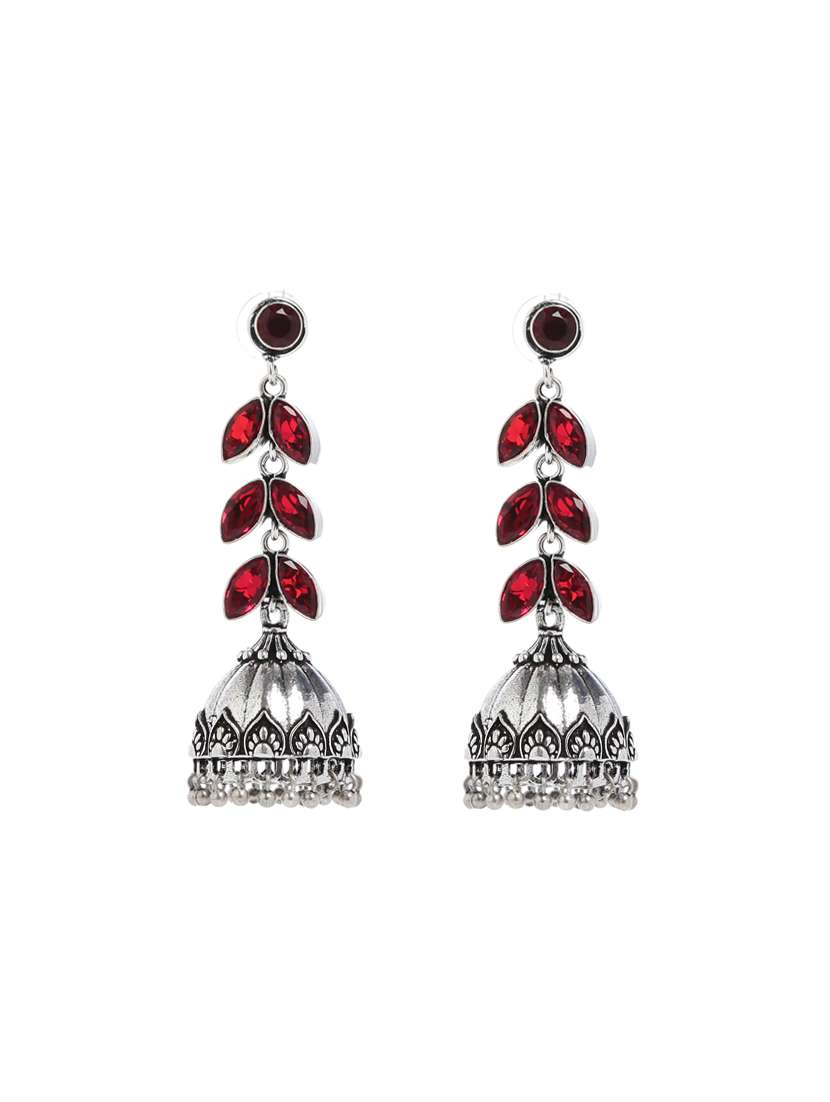 red metal jhumka earring