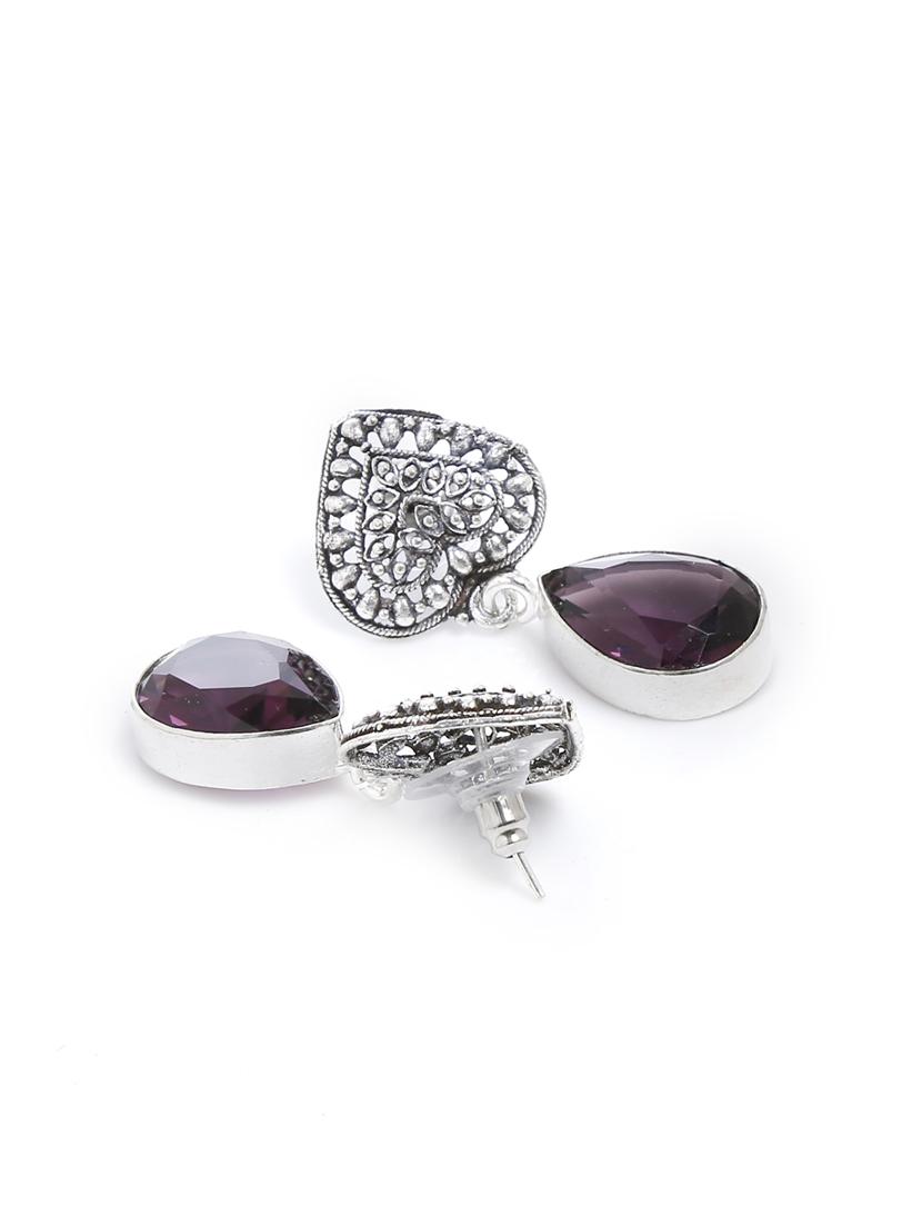 purple metal drop earring - 16100818 - Standard Image - 1
