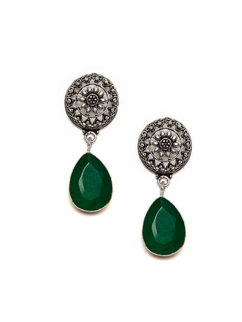 green metal drop earring - 16100865 -  Standard Image - 0