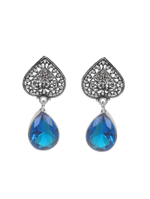blue metal drop earring - 16100881 - Standard Image - 0