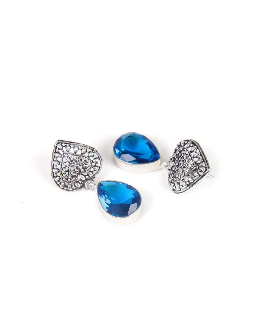 blue metal drop earring - 16100881 - Standard Image - 1