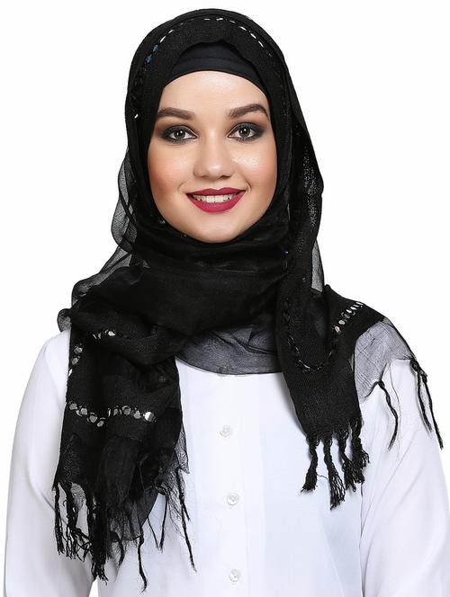 mirror work plain dupatta - 16101092 - Standard Image - 0