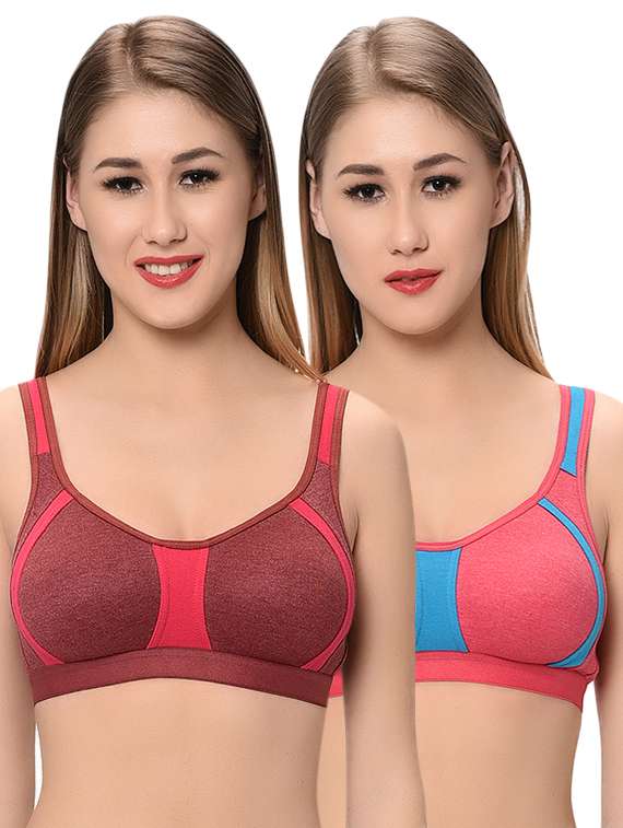 set of 2 color block bra