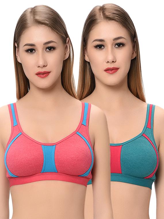 set of 2 color block bra - 16103739 -  Zoom Image - 0