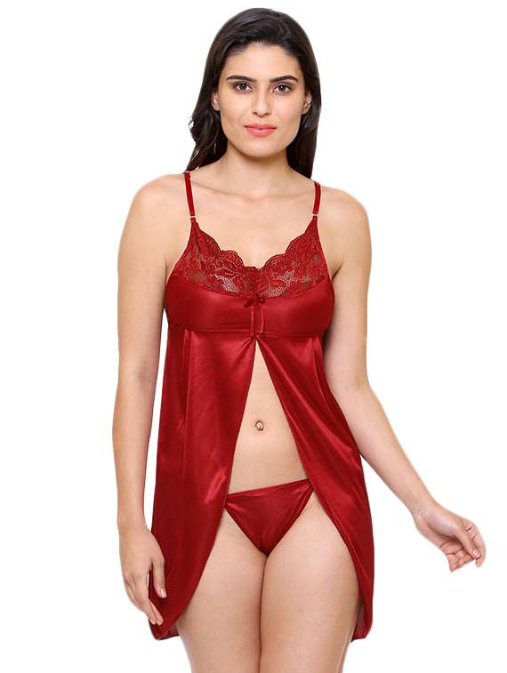 lace detail nightwear set - 16104440 -  Standard Image - 1