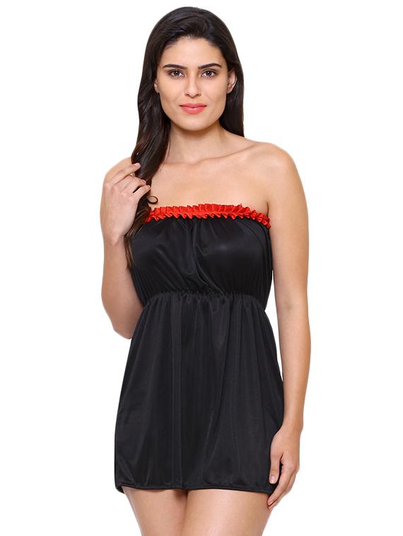 off shoulder nighty and bikini set - 16104461 - Standard Image - 1