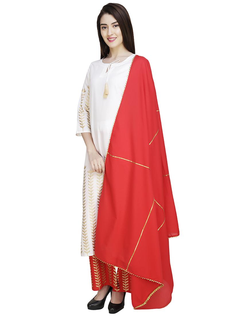 women foil printed kurta palazzo with dupatta set - 16105494 - Standard Image - 1