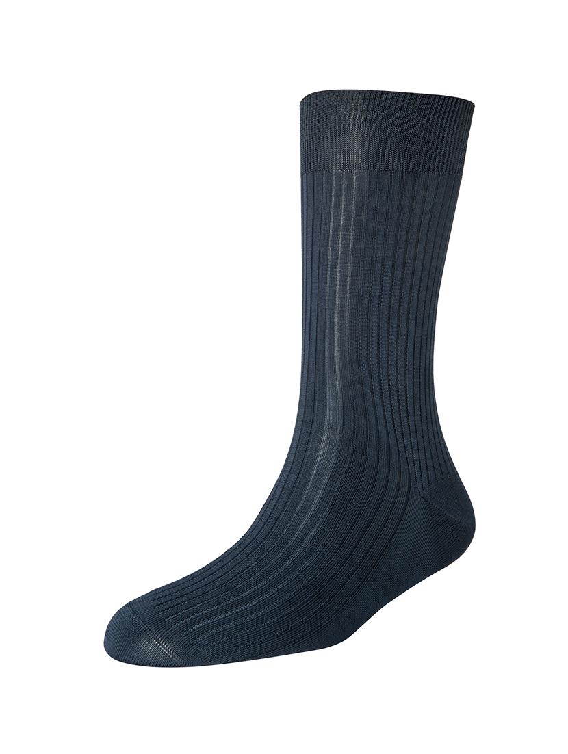 navy blue cotton above ankle length sock - 16105661 -  Standard Image - 1