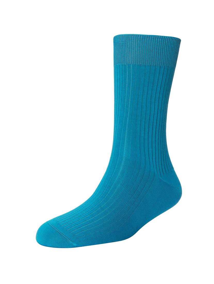 light blue cotton above ankle length sock - 16105663 - Standard Image - 1
