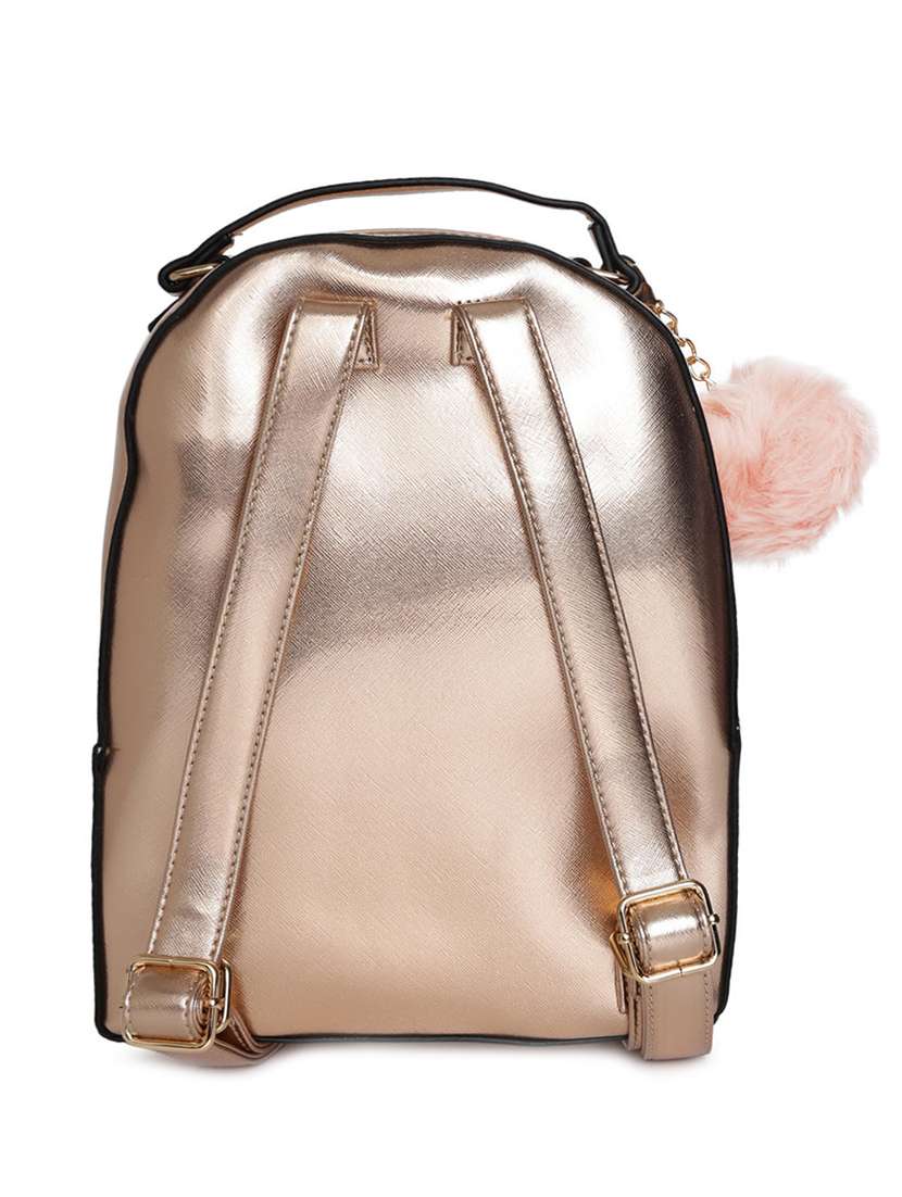 gold leatherette (pu) fashion backpack - 16105977 -  Standard Image - 1