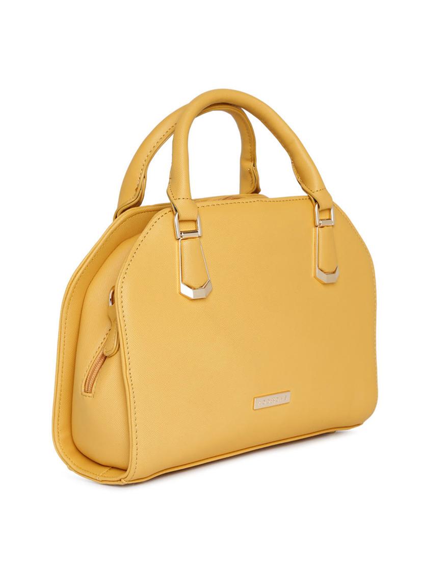 yellow leatherette (pu) fashion satchel - 16106014 - Standard Image - 4