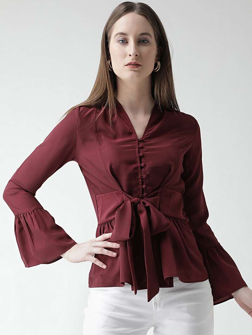 tie front button detail top