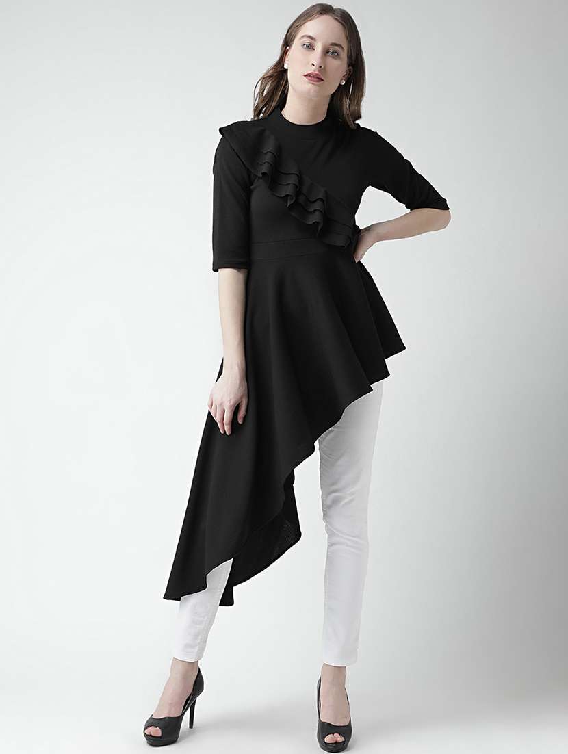 ruffle detail asymmetric tunic 