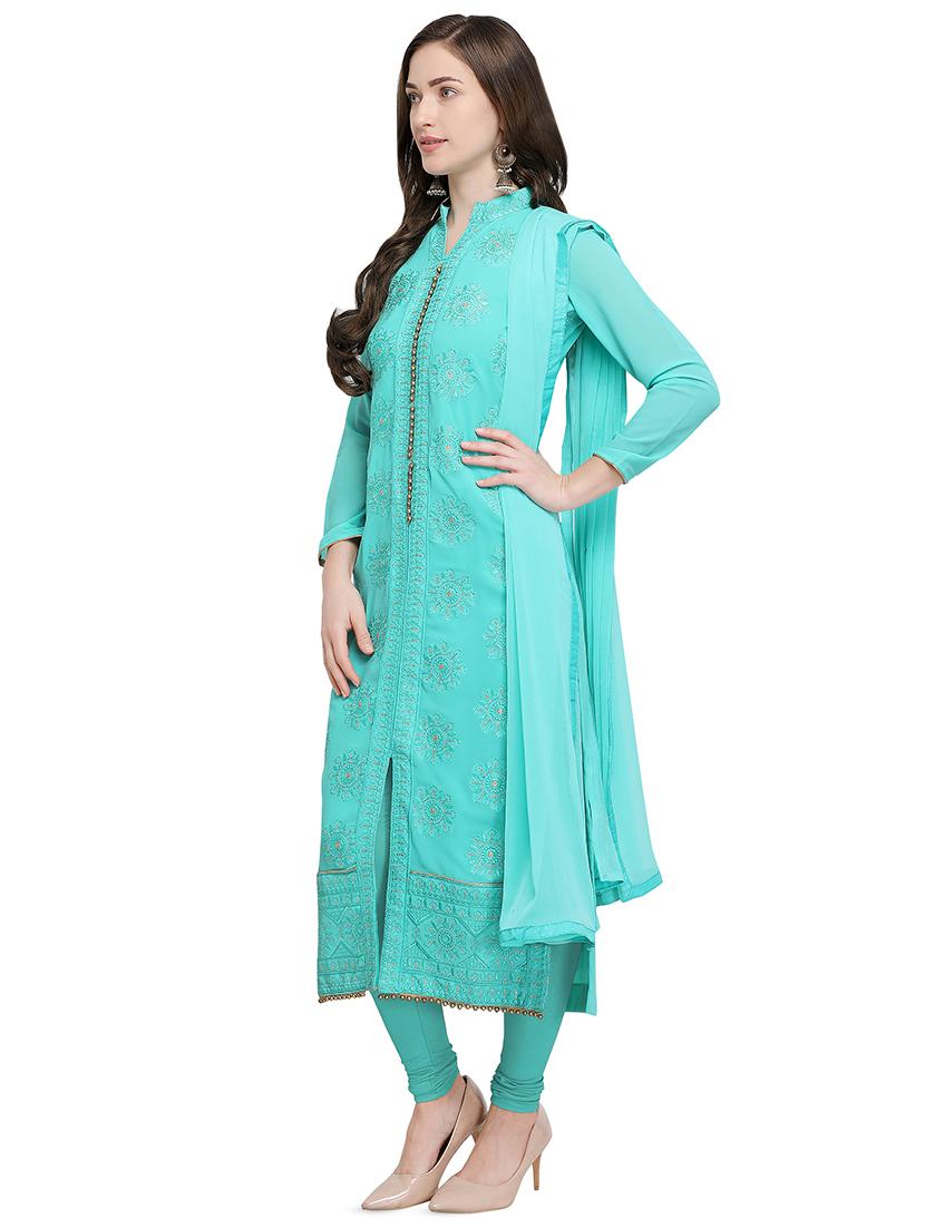 embroidered churidaar unstitched suit - 16106751 -  Standard Image - 1