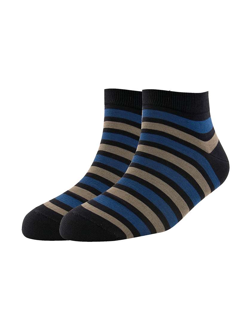 men blue striped ankle length socks