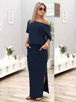 side slit single shoulder maxi dress