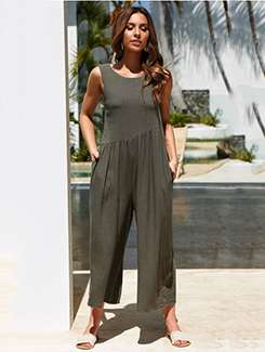 gather detail wide leg jumpsuit