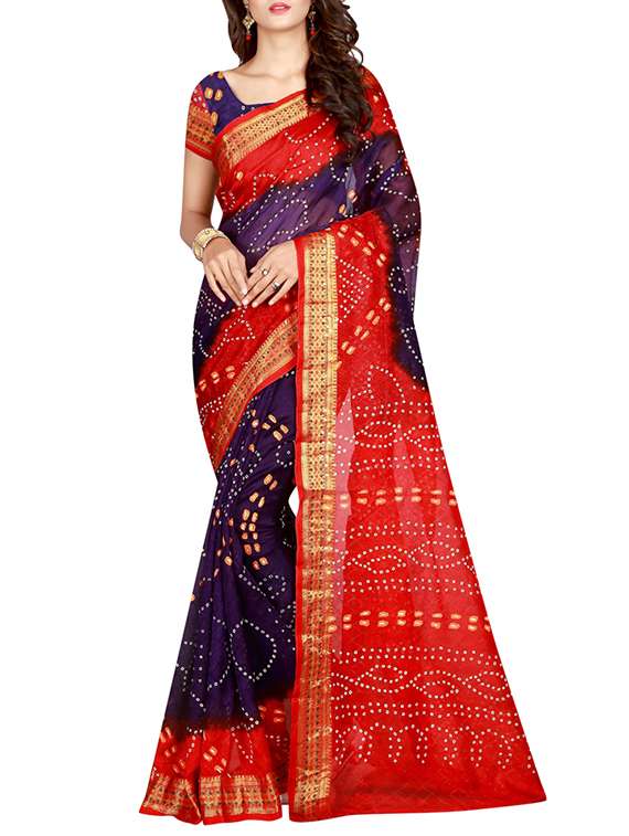 tie & dye printed saree with blouse