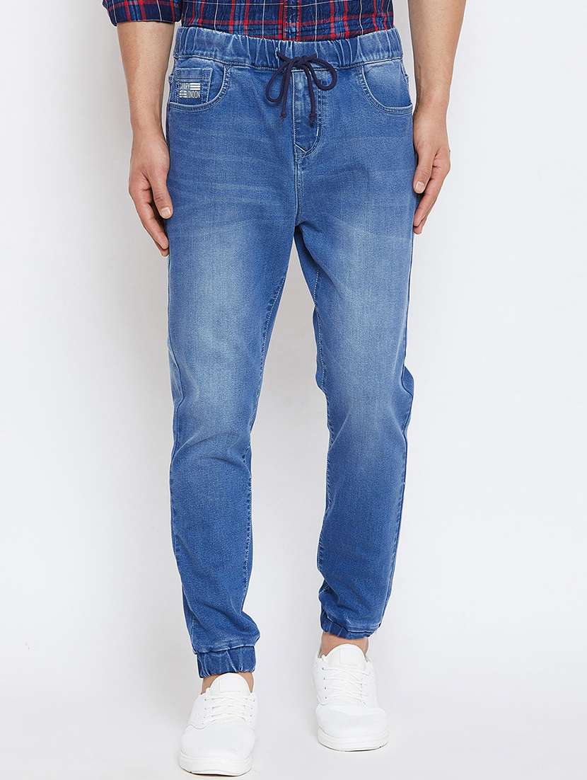 blue denim joggers