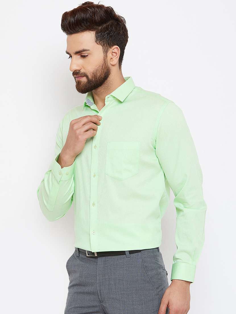 green solid formal shirt - 16110841 - Standard Image - 1