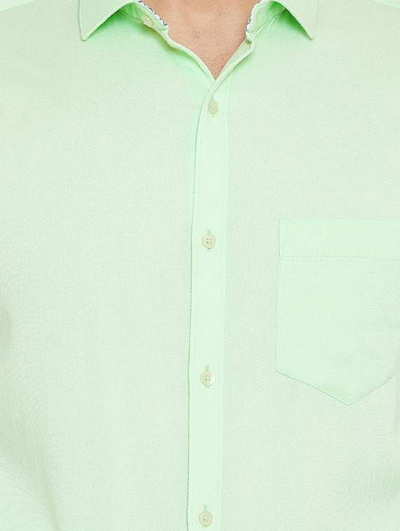 green solid formal shirt - 16110841 - Standard Image - 4
