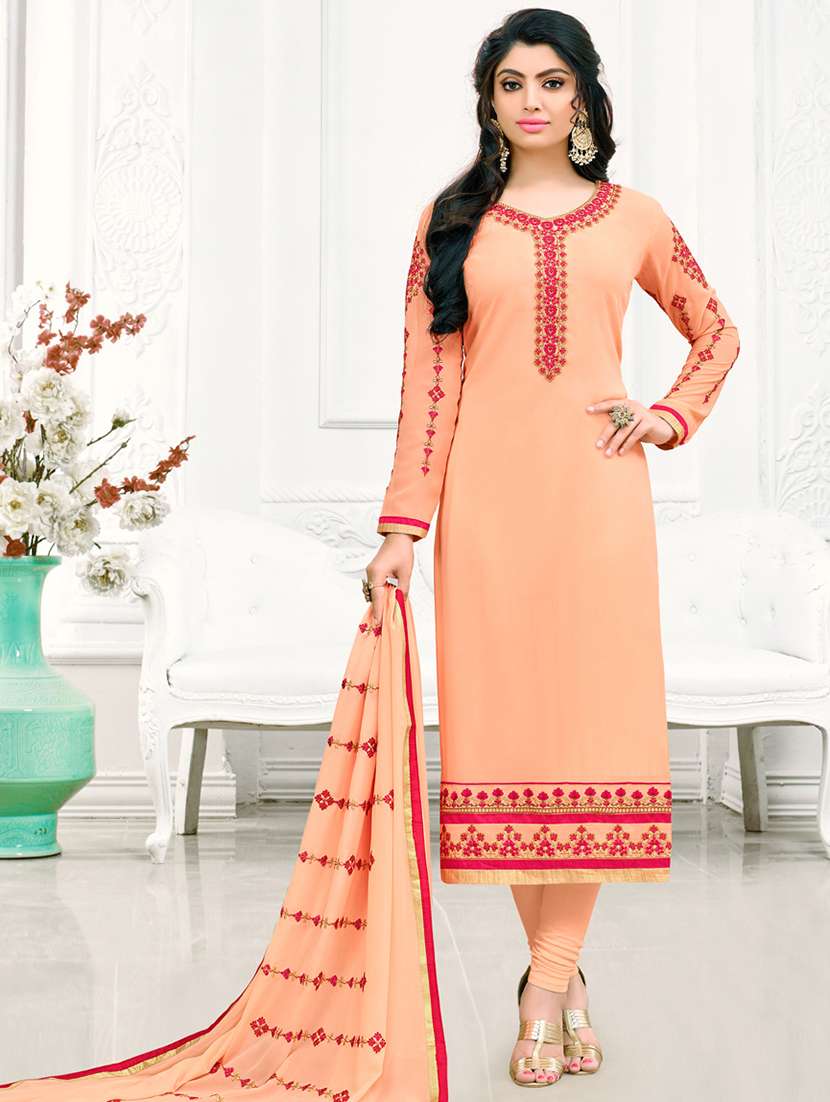 embroidered churidaar unstitched suit