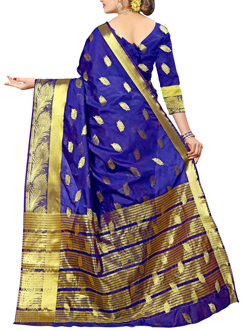 conversational zari motifs blue kanjivaram saree with blouse - 16114486 -  Standard Image - 1