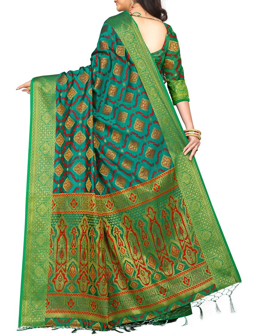 ethnic zari motifs kanjivaram saree with blouse - 16114498 - Standard Image - 1