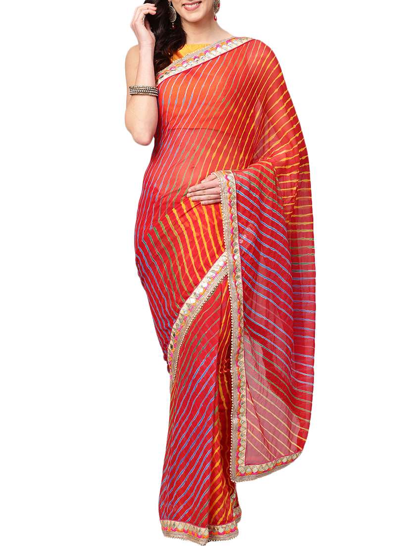 women's leheriya red colored saree