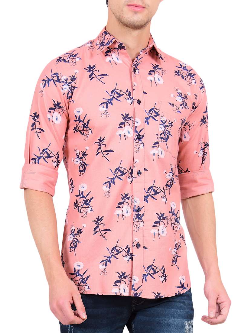 pink floral printed casual shirt