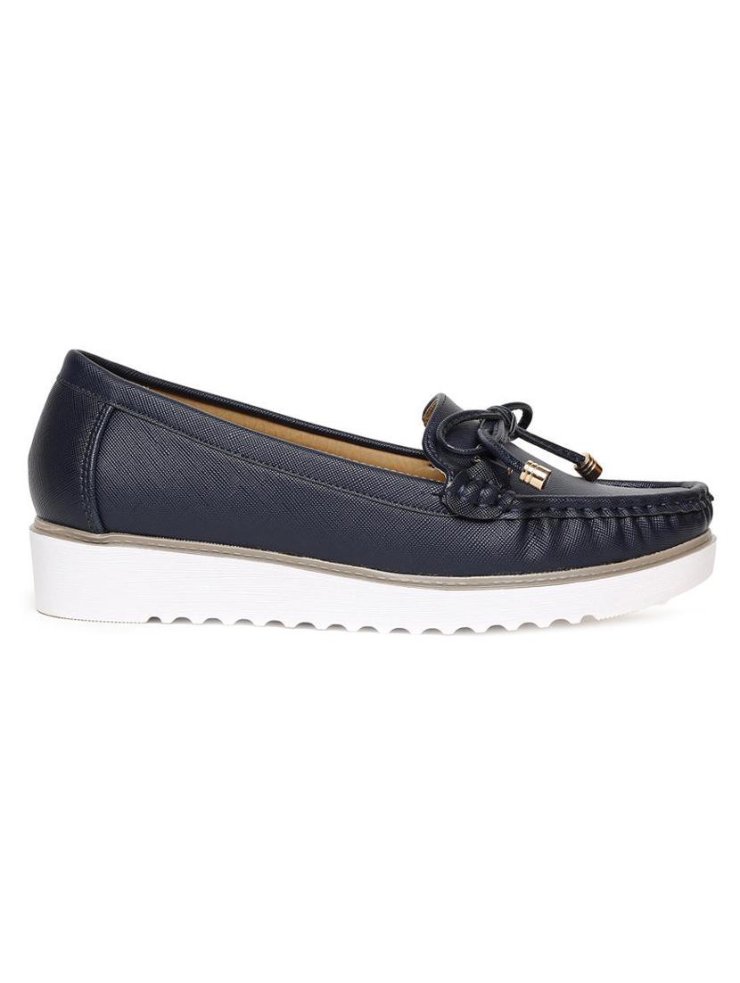 navy pu slip on loafers - 16130016 - Standard Image - 1