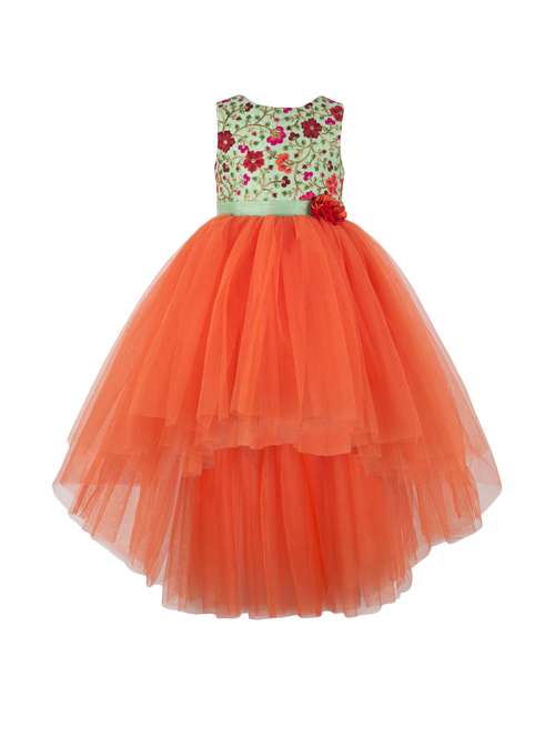 orange net frock - 16130800 -  Standard Image - 0