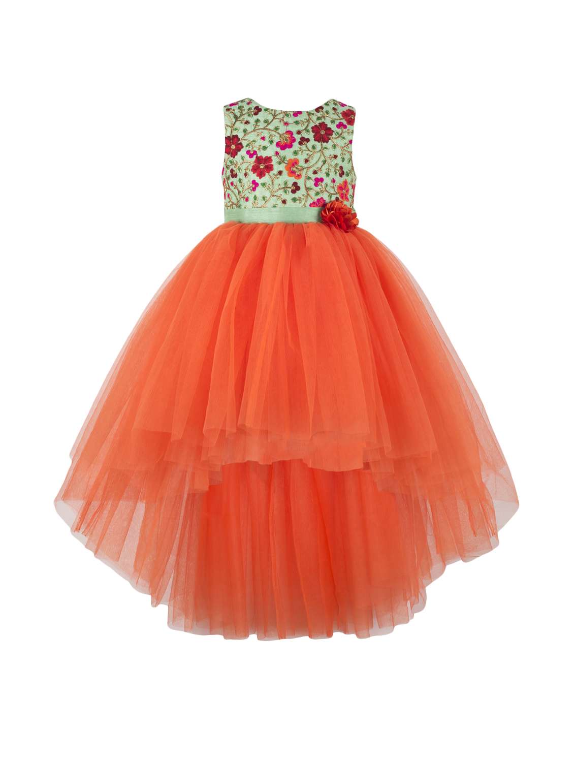 orange net frock - 16130800 -  Zoom Image - 0