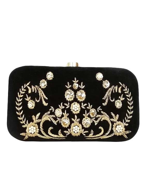 black velvet box clutch