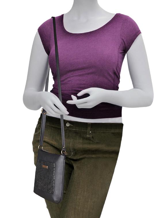 black leatherette (pu) regular sling bag - 16131582 - Standard Image - 4