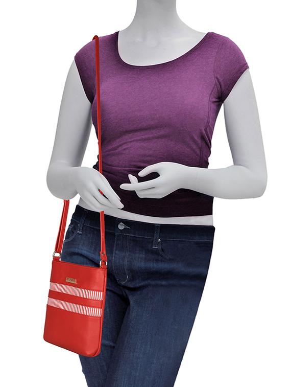 red leatherette (pu) sling bag - 16131586 - Standard Image - 4