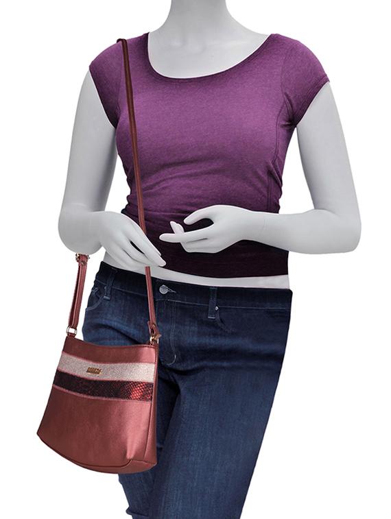 maroon leatherette (pu) sling bag - 16131714 - Standard Image - 4