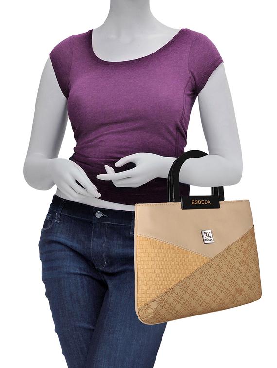 beige leatherette (pu) regular handbag - 16131719 - Standard Image - 4